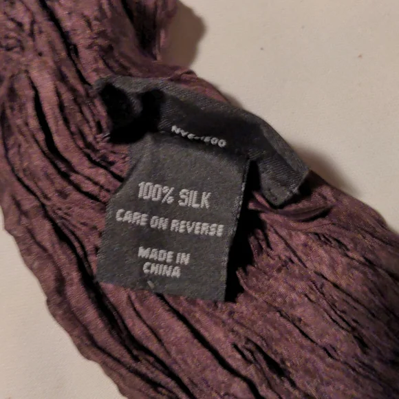 New York & Company 100% Silk 72" Mocha Mousse Crinkle Scandi Scarf 🔥HP 11-19-24 - Picture 3 of 8